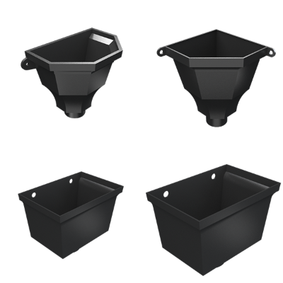 3" Painted Black Semi Gloss Hoppers