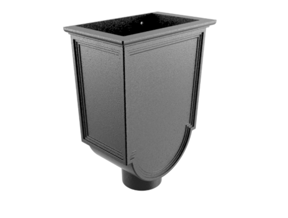 Gallica Cast Hopper (H350xW280xD175mm) - 101mm Dia Outlet 30mm Standoff Painted