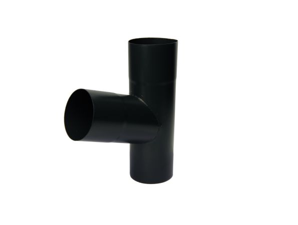 100mm Black Coated Galvanised Steel Downpipe 70 Degree Branch