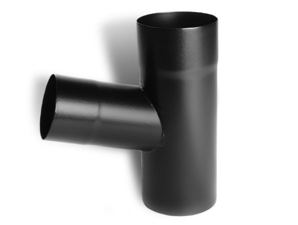 80mm Black Coated Galvanised Steel Downpipe 70 Degree Branch