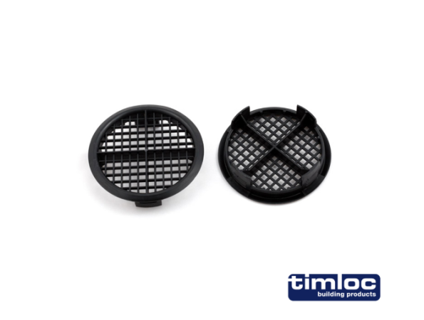 Push-in round soffit vent 70mm diameter black - Pack of 10 